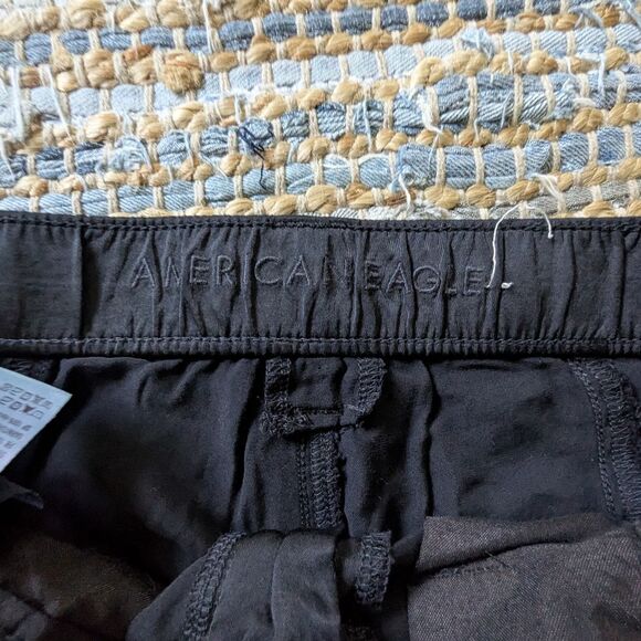 AE Satin Cargo Pants Black 0 Drawstring Hem Streetwear Carrie Bradshaw - Picture 7 of 10